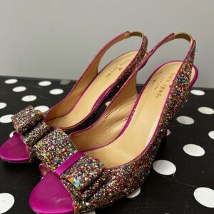 Kate Spade Multicolor Glitter Slingback Heels